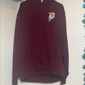 adidas Maroon Hoodie with Floral 'P' Chest Logo